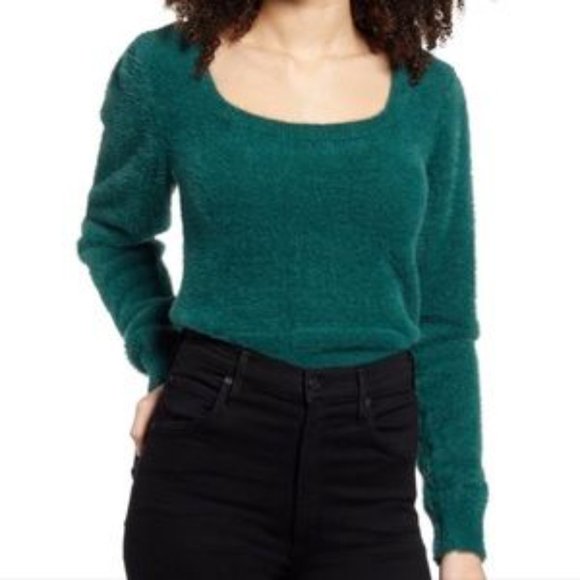 Astr Sweaters - ASTR the Label NWT Green Fuzzy Cropped Sweater